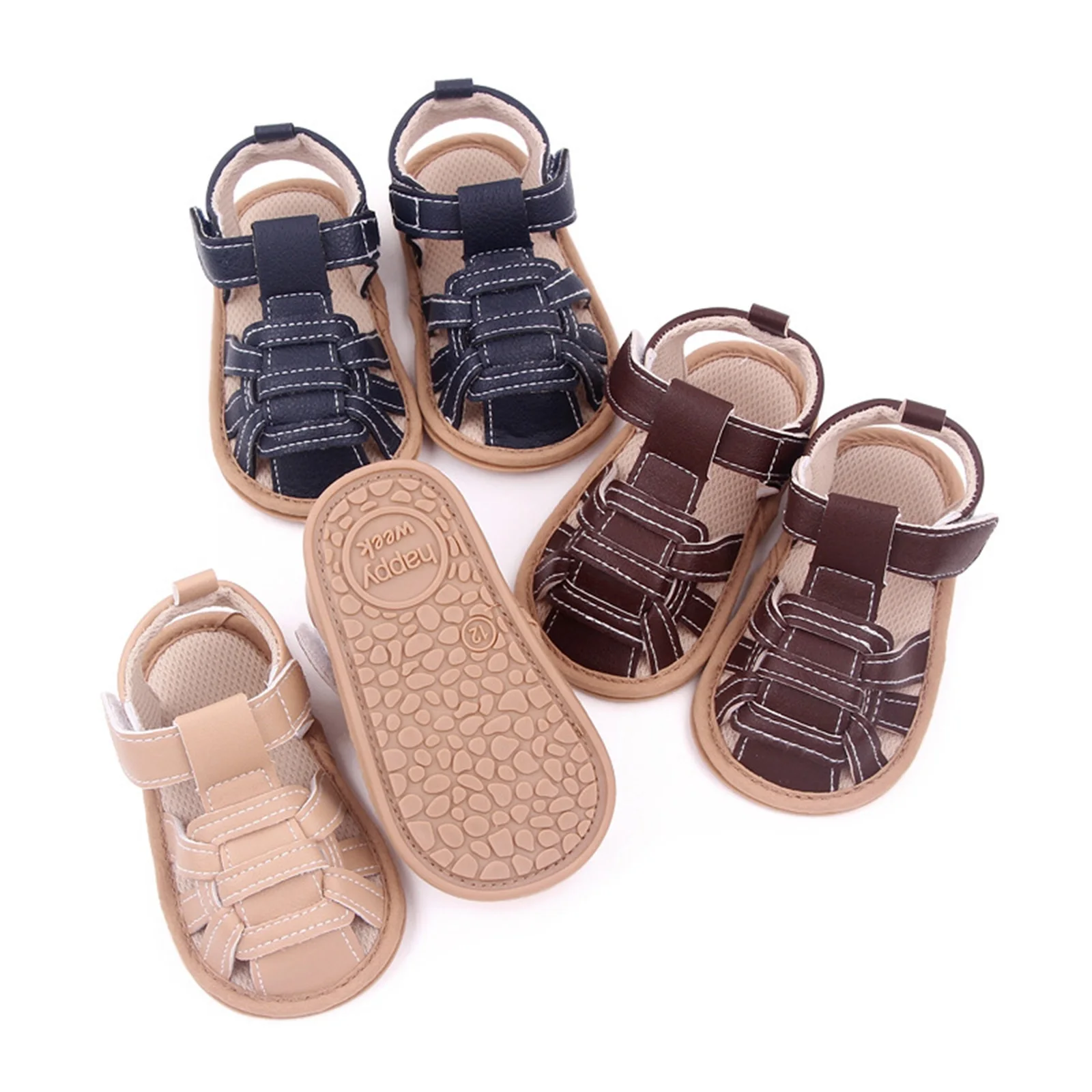 

Newborn Baby Boy Closed Toe Sandals Breathable Soft Sole Non-slip Summer Beach Walking Shoes Toddler Infant First Walkers Shoes