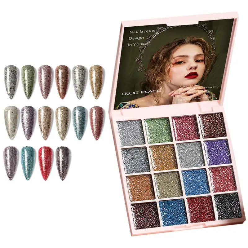 

16 Colors Nail Polish Palette Solid Painted Nail Gel Gel Nail Polish Portable Nail Kit Salon DIY Home Spring Summer Popular
