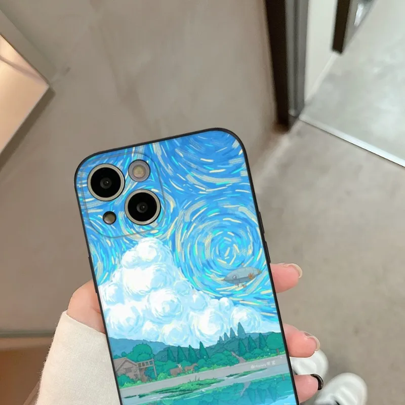 Van Gogh's Artistic Oil Painting Style Phone Case FOR IPhone 14 13 11 12 Pro 8 7 Plus X 13 Pro MAX XR XS MINI Black Covers