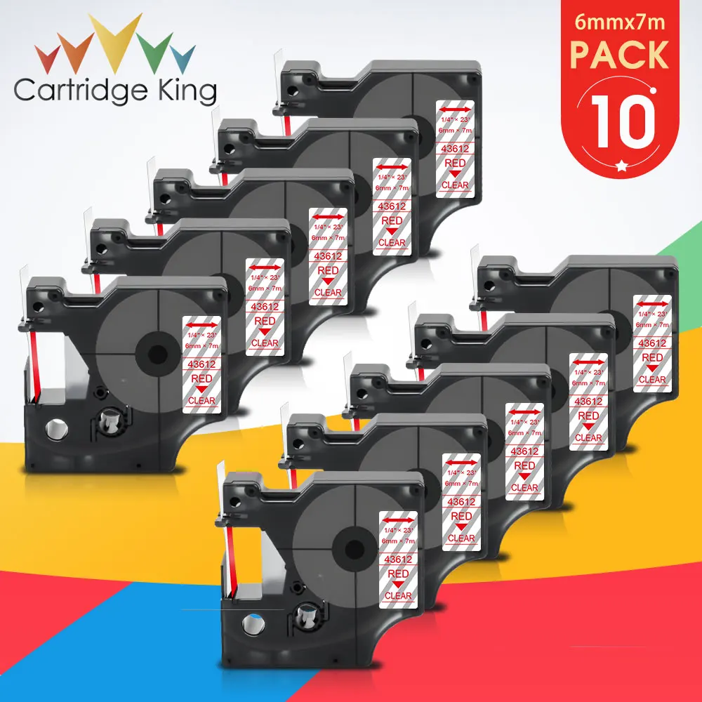 Фото 10PK 6 мм D1 ярлыки 43611 Замена для Dymo D1 ярлык ленты Синий на прозрачном совместимом с Dymo LabelManager PNP 160 280 этикеток №1