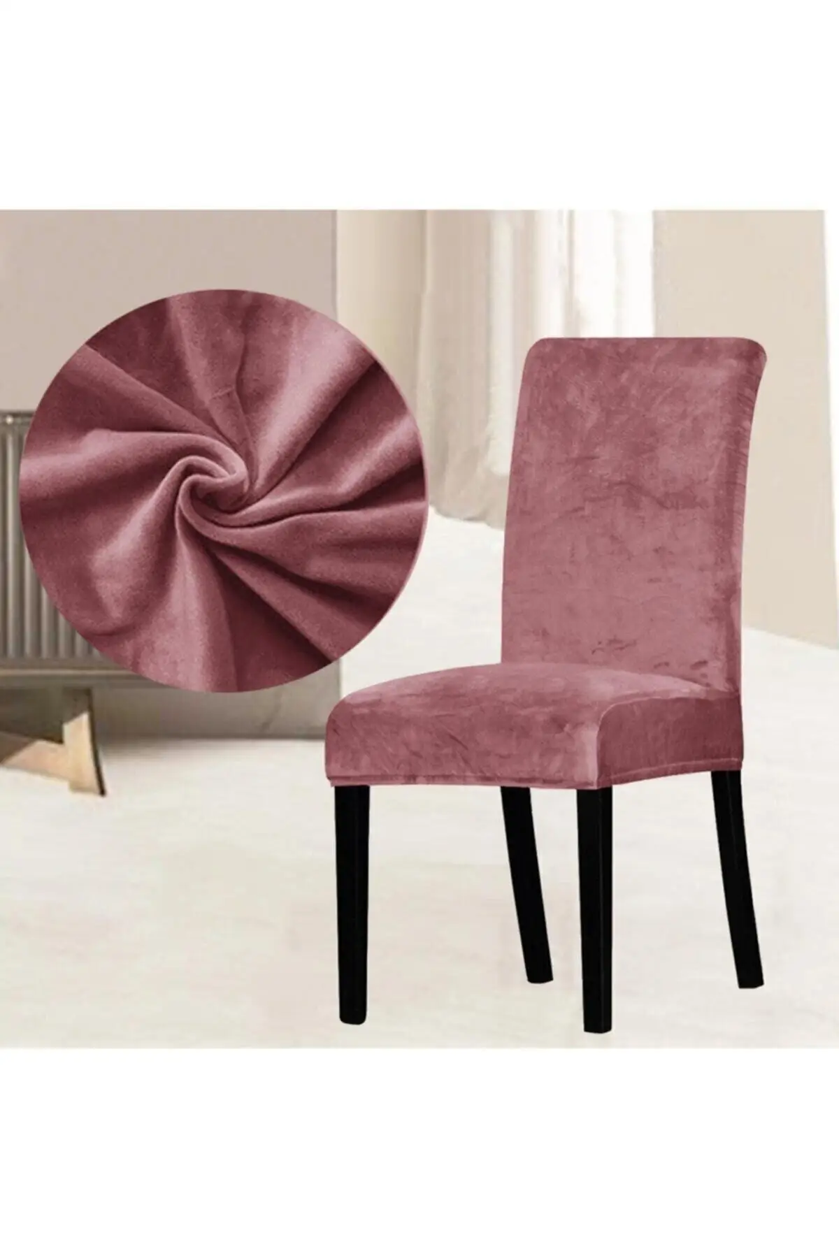 

Rose Dried Aspect Lycra Tires Velvet Fabric 6-Li Chair Case 170x210 Pink Seat Cover Salon Textile Home