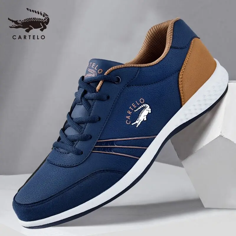

CARTELO Leather Men Shoes Sneakers Casual Shoe Italian Breathable Leisure Male Sneakers Non-slip Footwear Men Vulcanized Shoes