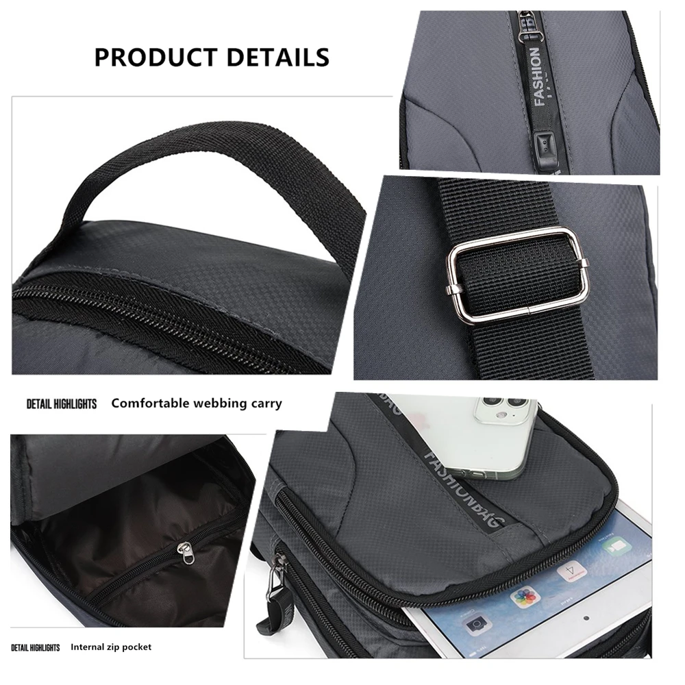 JEEP BULUO Oxford Men Chest Bags Fashion Sling Bag Crossbody Messenger Daily Pack Waterproof Short Trip Unisex Casual Hot parcel