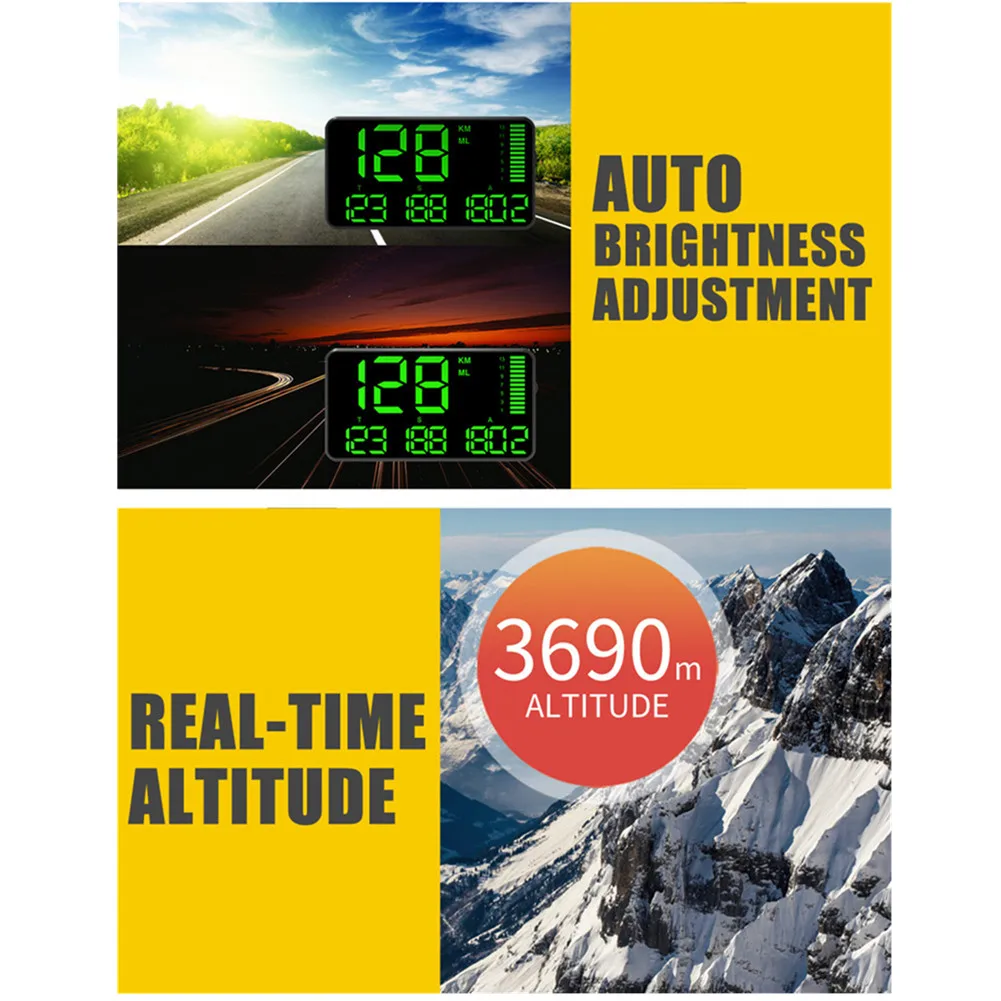 

HUD Head-Up Display Parts Speedometer Universal Vehicle 1set 50-120mA Alarm Car Digital For Motorcycle Brand New