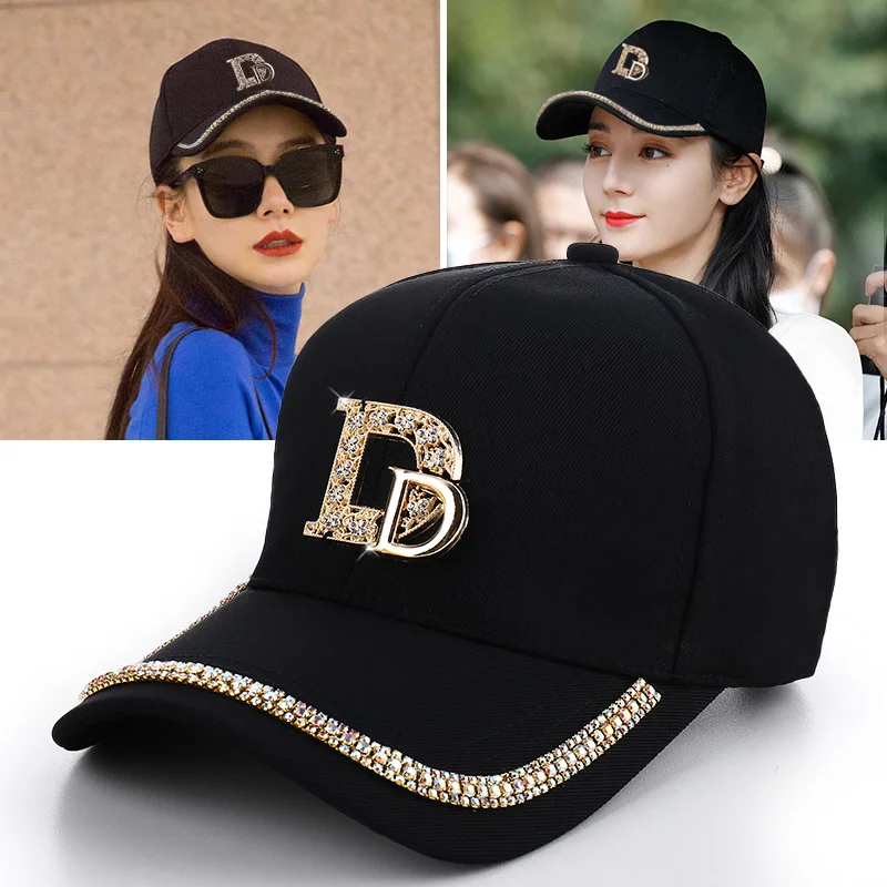 

2022 Fashion Women Diamond D Letter Baseball Cap Korean Version Casual Lady Caps Snapback Summer Sun Protection Hat Sport Hats