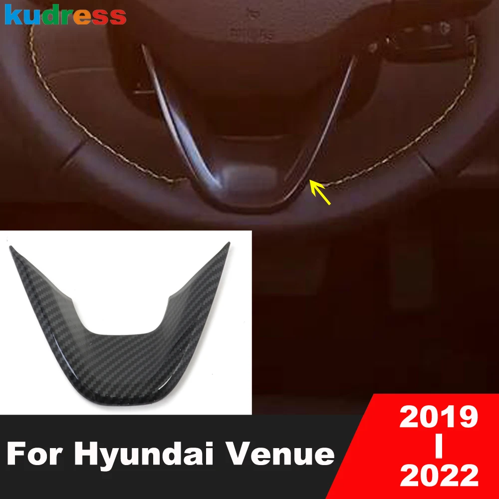 

For Hyundai Venue 2019 2020 Carbon Fiber Car Interior Steering Wheel Protection Decoration Cover Trim Stickers Accessories
