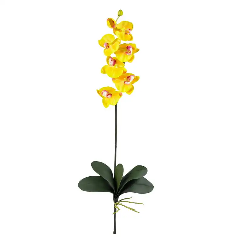 

Phalaenopsis Stem Artificial Flowers (Set of 6), Yellow Wedding Party Vase Home Autumn Decoration Fake Flower