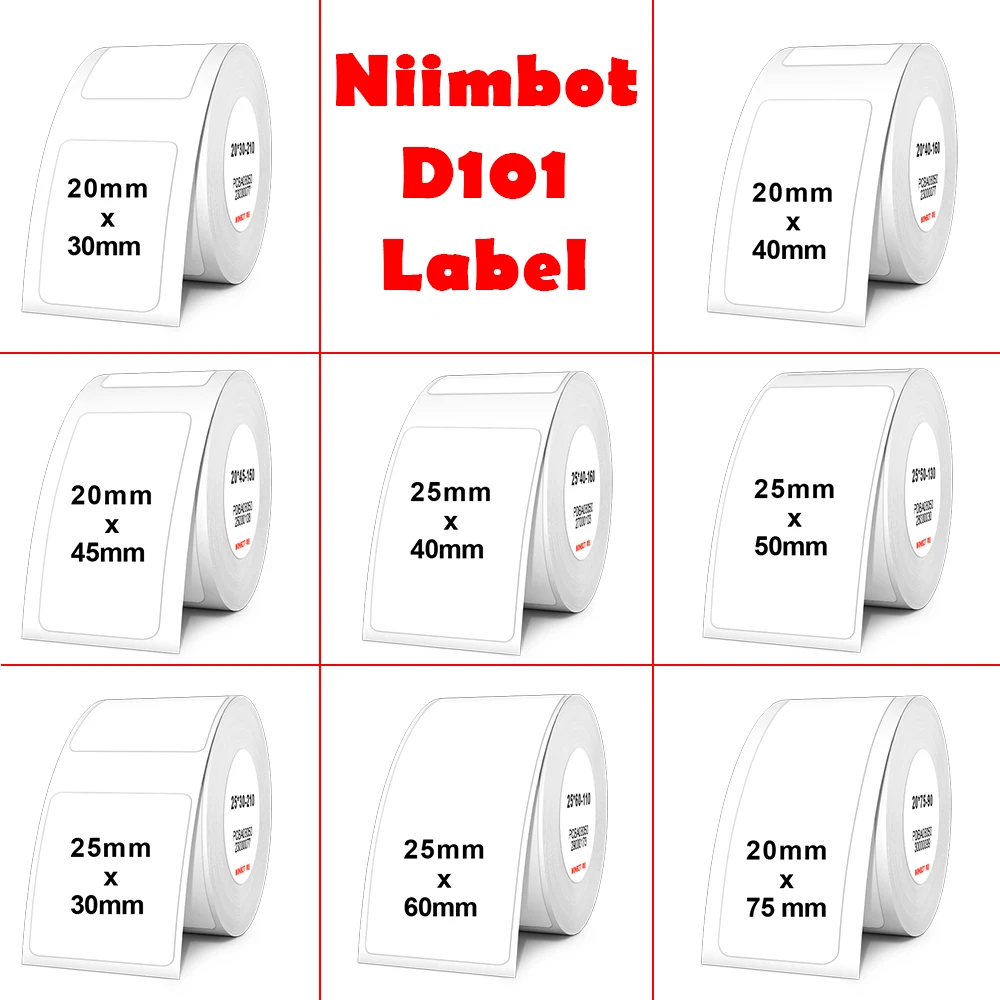 

Niimbot D101 White Label Paper Waterproof Self Adhesive Thermal Label Sticker for NiiMbot D101 Portable Wireless Label Maker