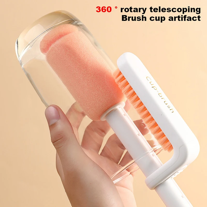 

Cup Cleaning Brush Handheld Telescopic Cup Brush Sponge 360° Rotation Brush For Wineglass Bottle Coffe Glass Cup Cleaning Tool