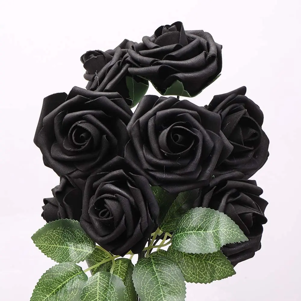 Artificial Roses Flowers Artificial Foam Roses Real Looking Fake Roses Decoration for Home, Baby Shower(25pcs Regular 3", Black) images - 6