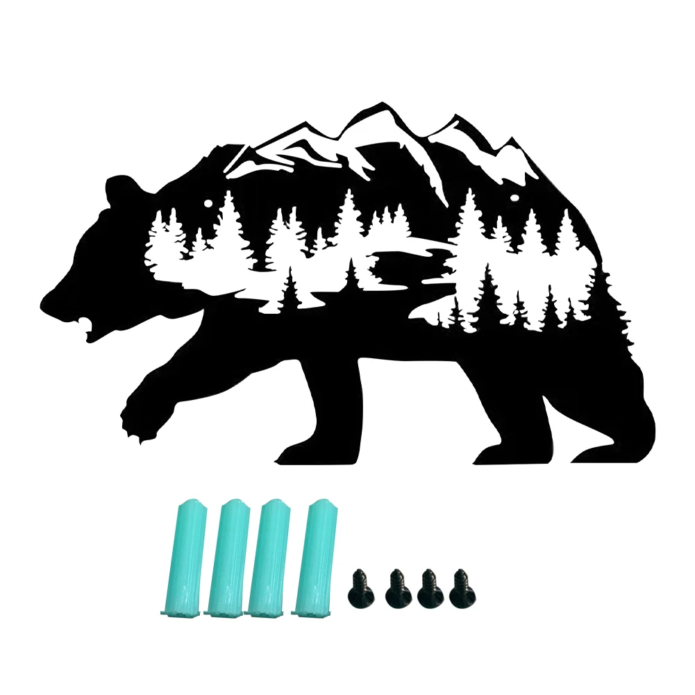 

Статуя для спальни, гостиной, простая скульптура, лес, настенное искусство, деревенский черный металлический медведь, внутренний декор, под...