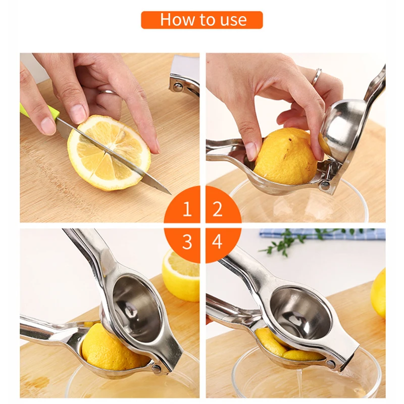 Соковыжималка из нержавеющей стали для фруктов, ручная кухонная бытовая мини-соковыжималка для цитрусовых и лимонов