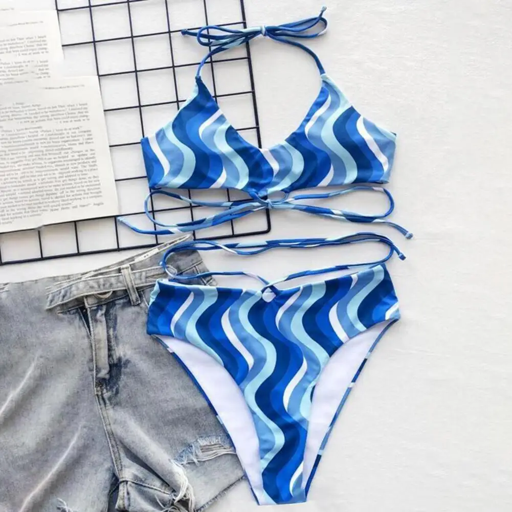 

Пляжная одежда 2 шт./компл. потрясающий сексуальный летний комплект бикини с открытой спиной, винтажный стиль для отдыха