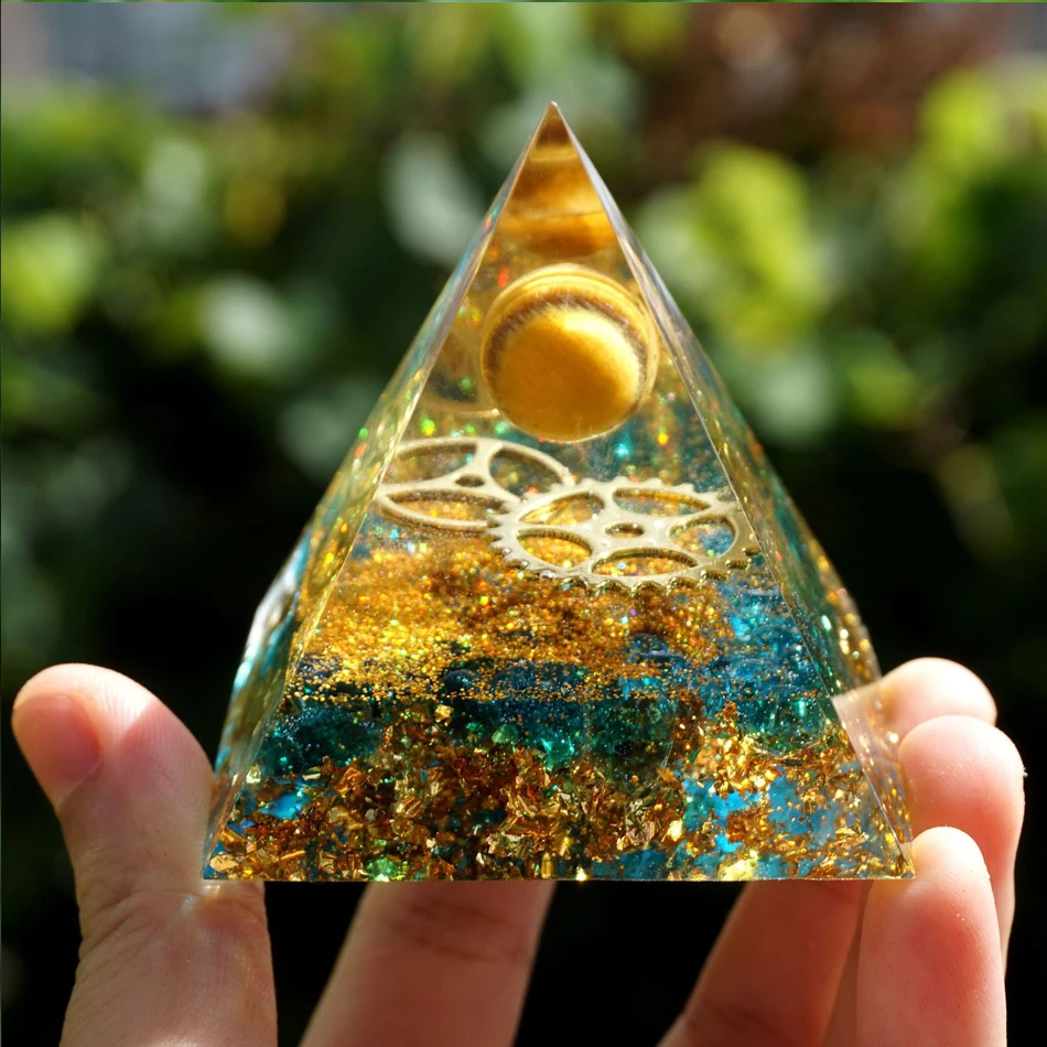 

Natural Tiger Eye Orgonite Pyramid Crystals Energy Reiki Chakra Multiplier Amethyst Meditation Lucky Wealth Stone Crafts Jewelry