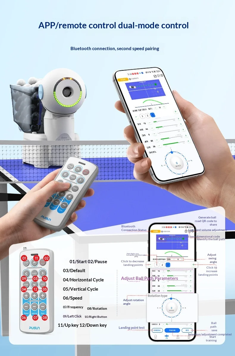 Фото Робот для настольного тенниса Dora Smart Pro 2026, управление через приложение, 3 цвета №5