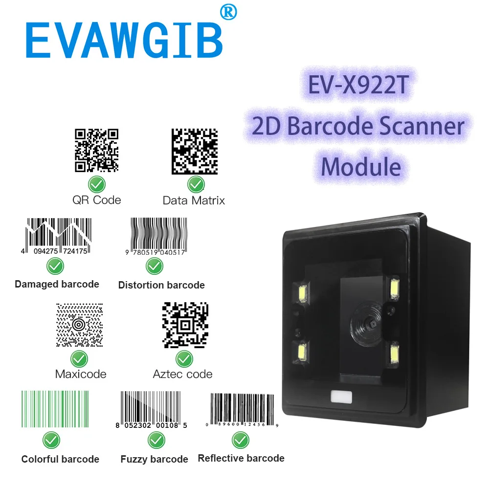 Бесплатная доставка встроенный 1D 2D сканер штрих-кода EVAWGIB QRcode Reader торговый