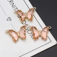 artificial crystal shiny vivid butterfly shape pendant double loop rhinestone setting jewelry making necklace bracelet