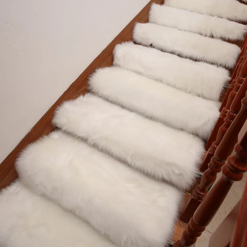 

Soft fluffy Plush Stair Treads Carpet Rectangle Non-slip Rug Floor Mat for Living Room Bedroom Stair Decor Safety Mute Step Rugs