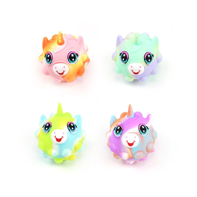 

2022 New Unicorn 3D Decompression Ball Fidget Toy Anti Stress Ball Simple Dimple Push Bubble Kids Toy Unicorn Stress Relief Gift