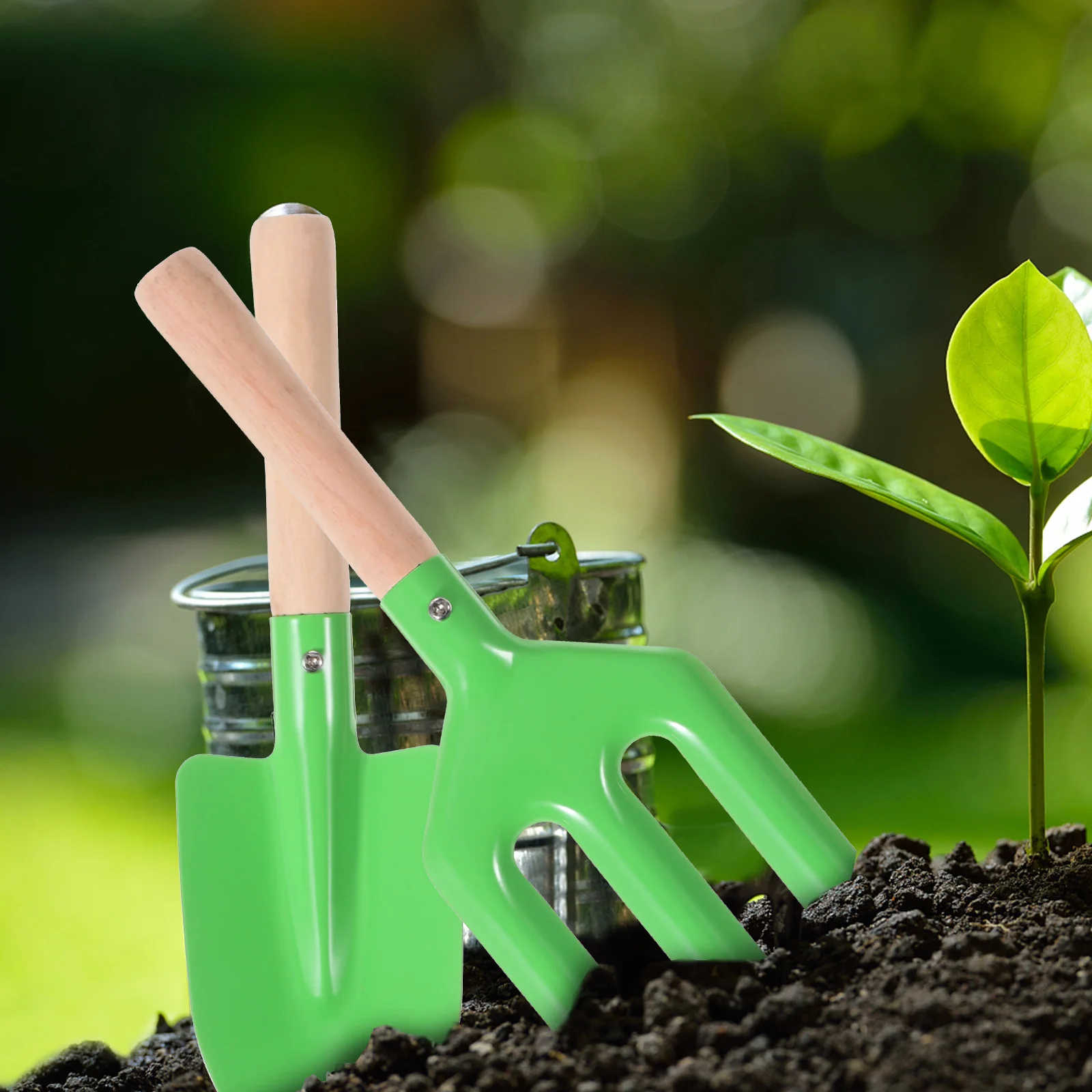 

4 шт./набор, Детские садовые инструменты с деревянной ручкой