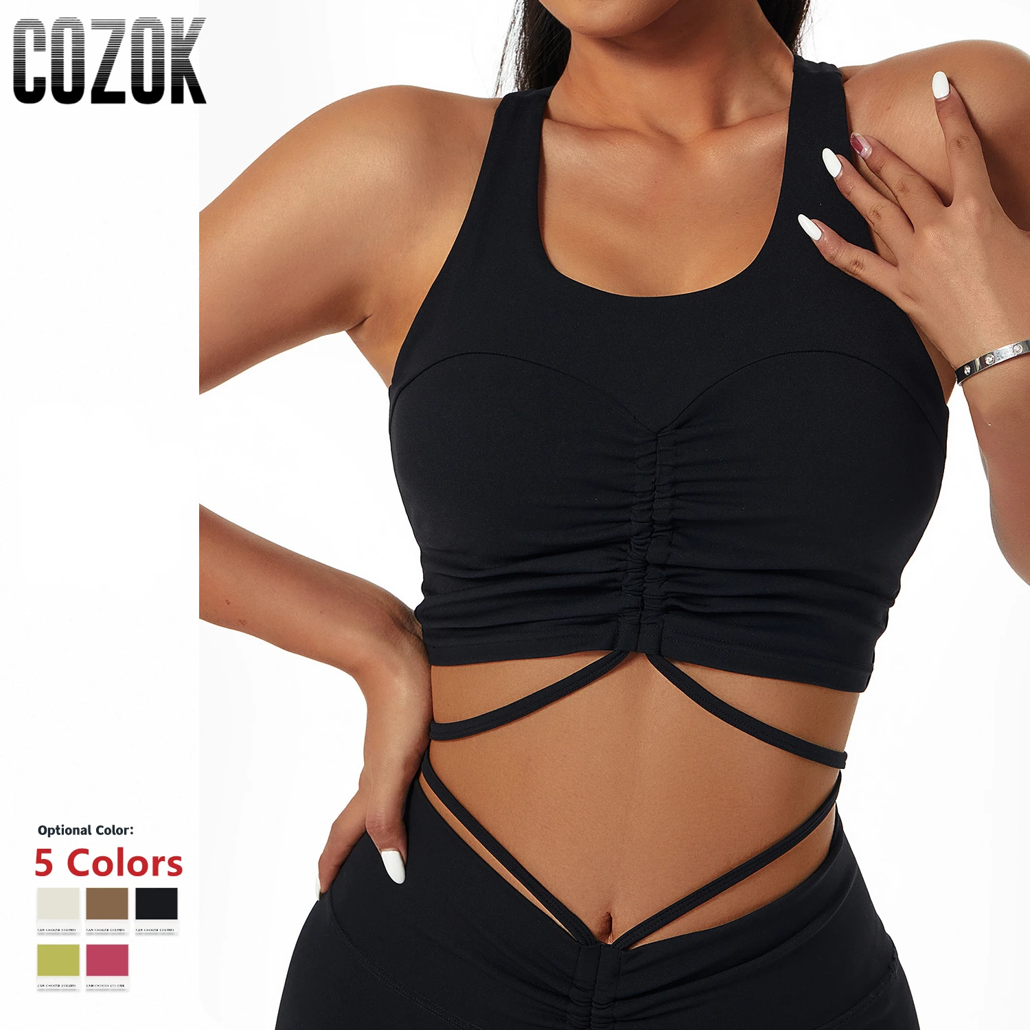 

Sports Bra, Women Beauty Back Naked Feeling Yoga Bra, Pilates Training Fitness Tank Top, Pull Rope Workout Top, Gym Wear Women