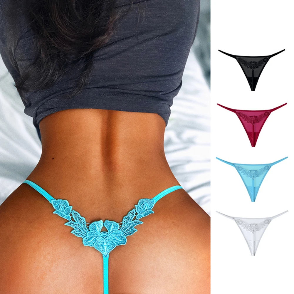 

Women Wet Look G-string Low Rise Ultra Thin Thong T-back Panties High Cut Floral Lingeries Sleepwear Erotic Lingerie