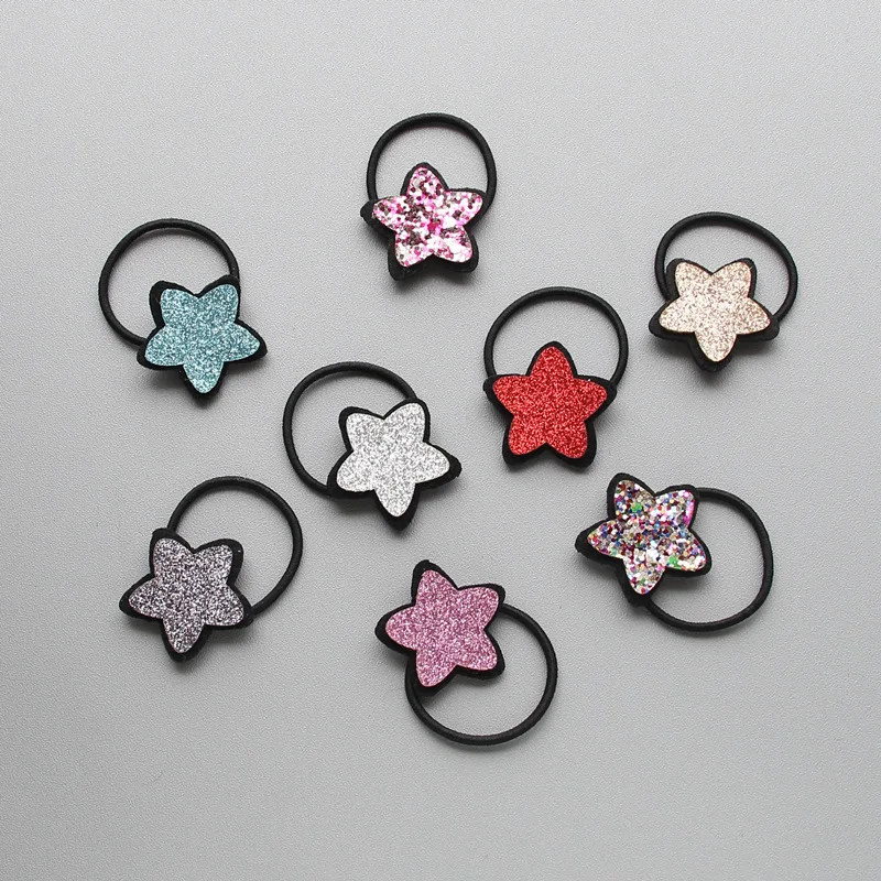 

new Glitter powder Star beautiful rubber band kids The ponytail holder hair accessories for girl 1pcs