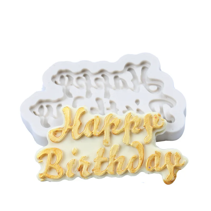 

Happy Birthday Silicone Chocolate Mold Non-Stick Cake Mould Jelly Candy 3D DIY Molds Cake Decoration Supplies Cake Toppers