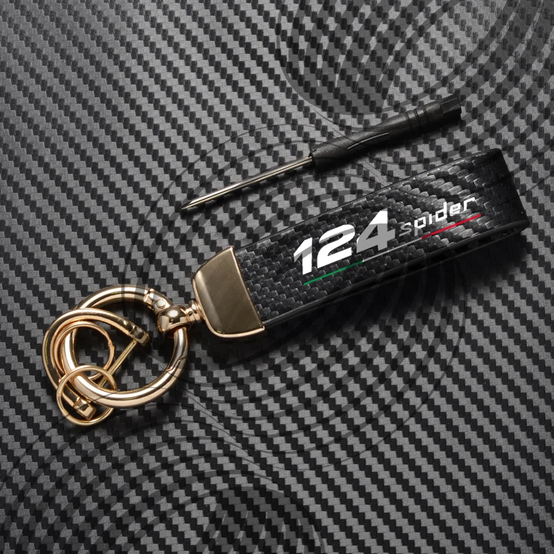 

Для Fiat 124 Spider Punto Tipo Abarth логотип эмблема автомобиля углеродное волокно кожа брелок из цинкового сплава брелок из микрофибры аксессуары