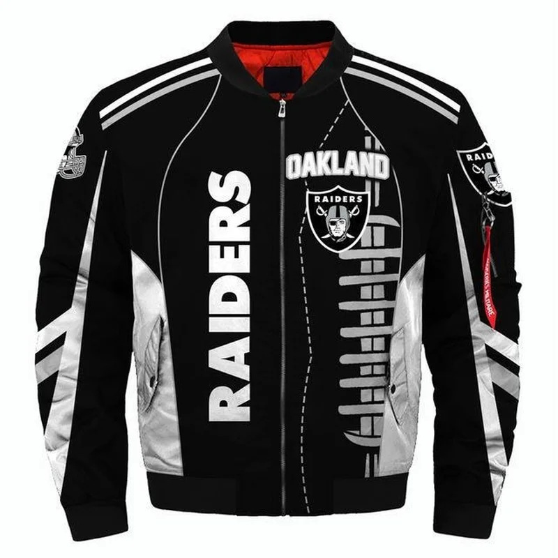 

Oakland Men Winter Jackets coat Fashion 3D Digital Print baseball uniform football Raiders zipper Bomber Jacket for clothing 5XL