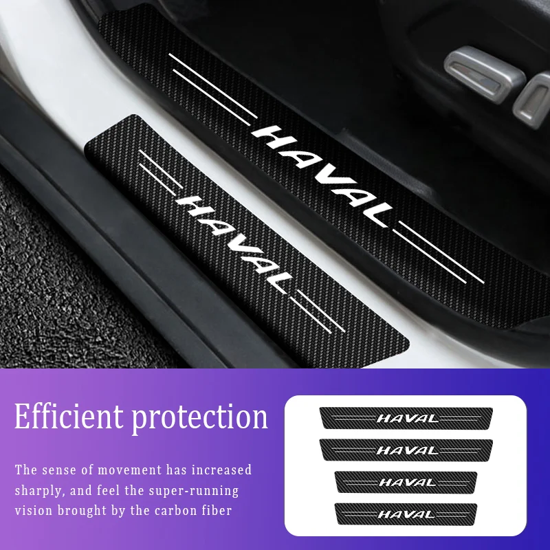 

4Pcs/Set Car Door Threshold Strip For Haval Logo Styling Sticker Auto Carbon Fiber Scratch Resistant Decals Accessories