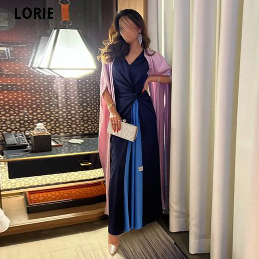 

Длинные атласные платья LORIE для выпускного вечера, модель 2023 года, вечерние платья-трапеции без рукавов с накидкой, деловые платья для вечер...