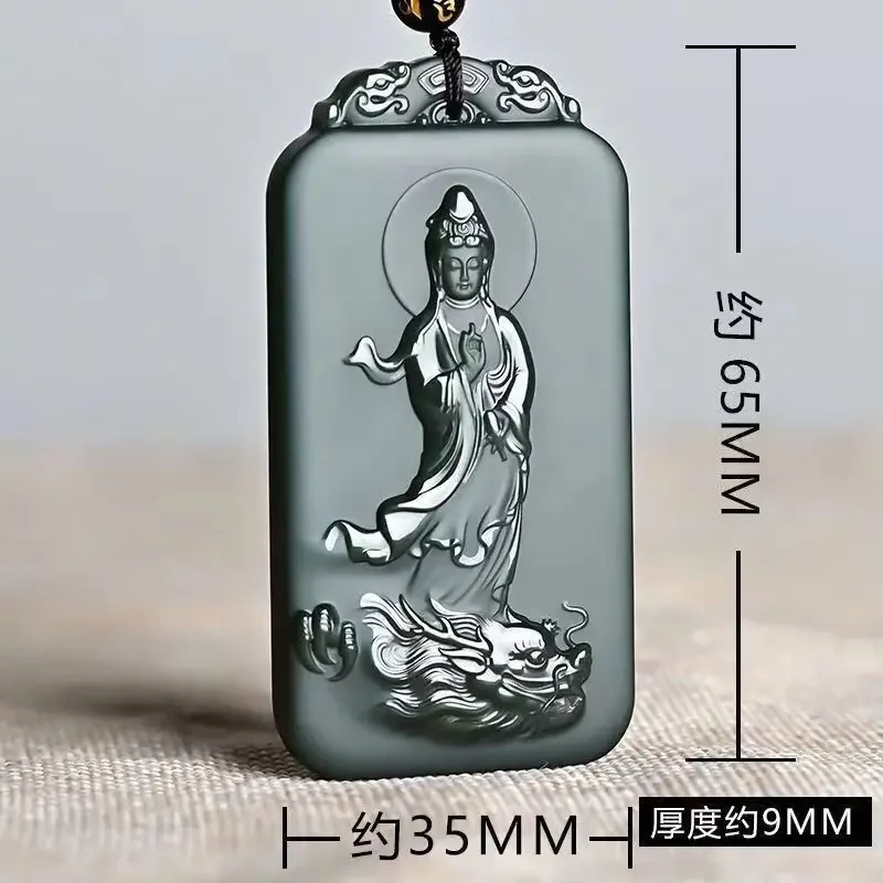 Jia Le/ручная резьба/ He Tian голубой нефритовый кран Гуань Инь ожерелье кулон модные