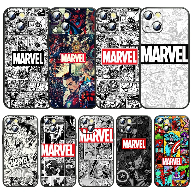 

Marvel Comics Logo Phone Case For Apple iPhone 14 13 12 11 SE XS XR X 7 8 mini Plus Pro MAX 2020 Black Soft FUnda