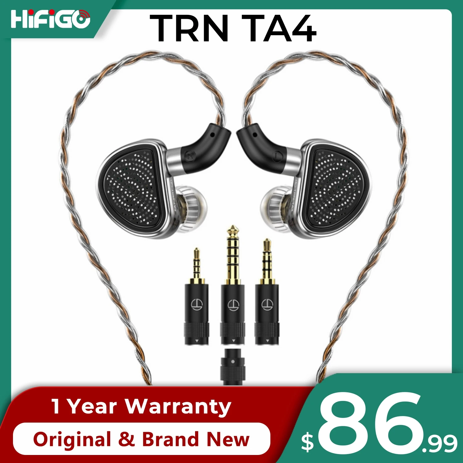 Гибридные наушники-вкладыши TRN TA4 2DD + 2BA Knowles, проводные наушники HiFi, наушники-вкладыши 2,5 + 3,5 + 4,4 мм, 3 в 1, затычки