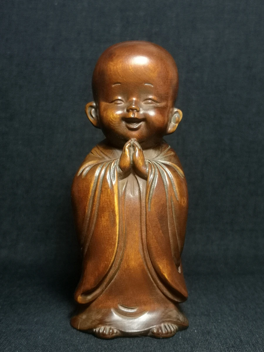 

YIZHU культиватор искусство 4,0 ”японский ящик ручная резная Фигурка Lad Будды статуя стол Декор подарок сборник