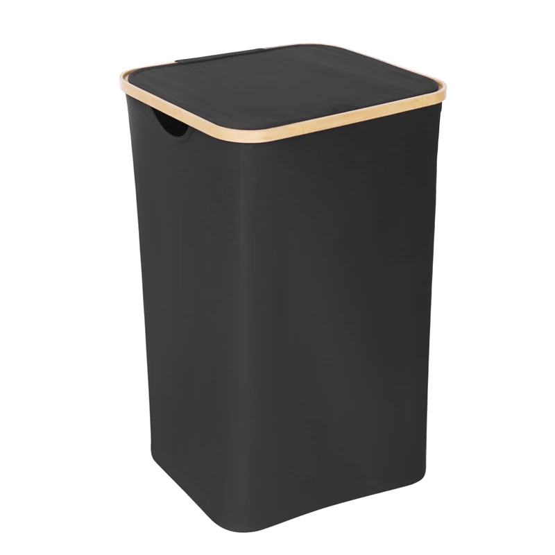 Корзина для белья с крышкой черная корзина со съемным мешком - сортировщик ванной