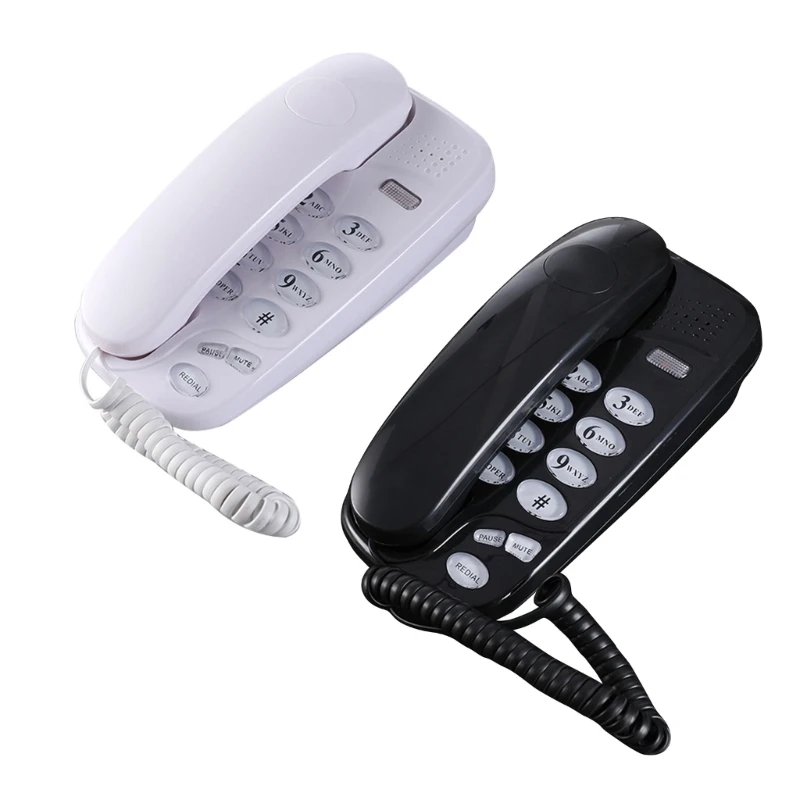 KXT-580 Wall-Mounted Telephone Wall Phone Fixed Landline Wall Hanging Telephones with Call Light Redial for Home Office Y9RF