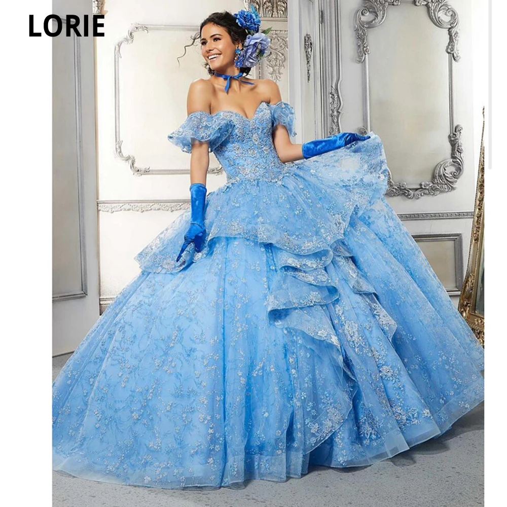 

LORIE Tulle Ball Gown Quinceanera Dresses Sweetheart Appliques Short Sleeves Vestidos De 15 Quinceañera Princess Party Gowns