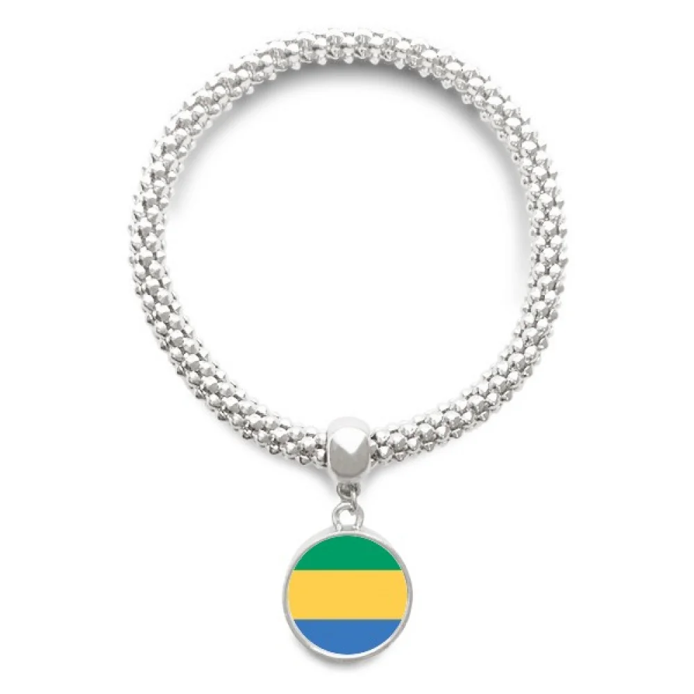 

Gabon National Flag Africa Country Sliver Bracelet Pendant Jewelry Chain Adjustable Bangle