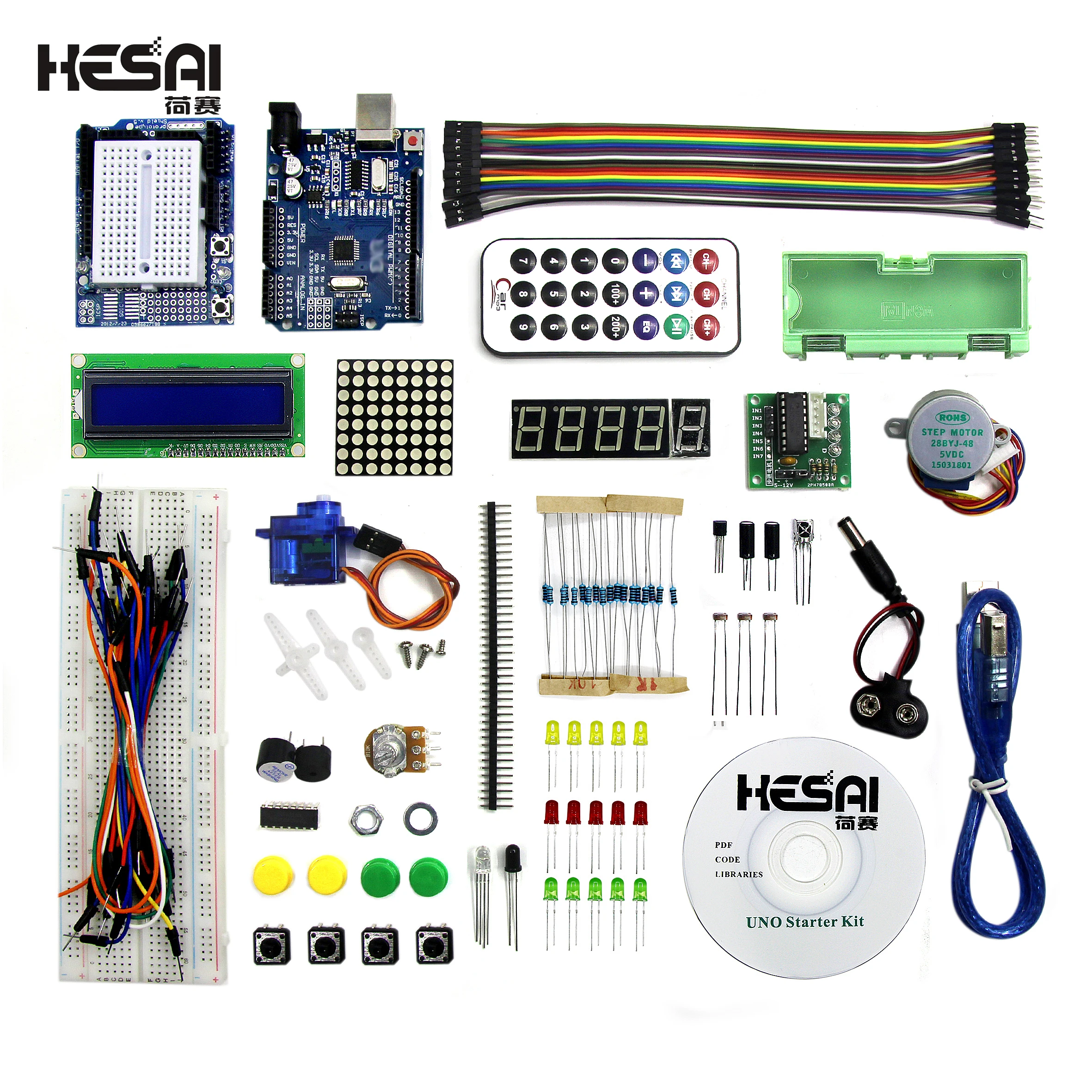 

Стартовый набор для умной электроники UNO R3 / Step Motor /Servo/ 1602 LCD/ Breadboard/ Jumper Wire для набора «сделай сам»