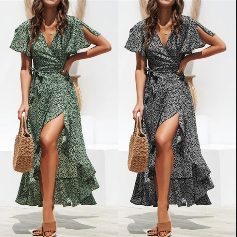 

Small chrysanthemum dress casual holiday women's beach dress
