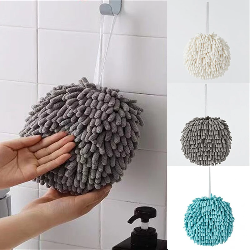 

Towel Ball Soft Plush Bathroom Supplies Kitchen Wipe hands Hanging Quick-Drying