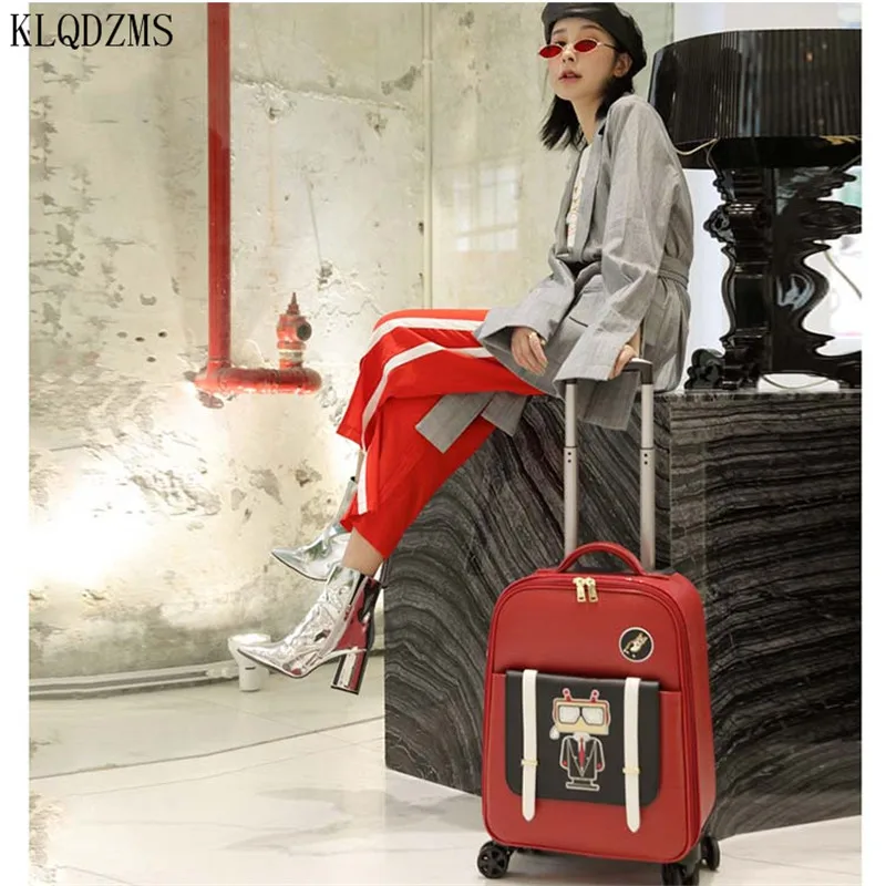 KLQDZMS Good Personality Storage Trolley Case Light Suitcase Female 18 Inch Silent Universal Wheel Luggage Fashion Boarding Case