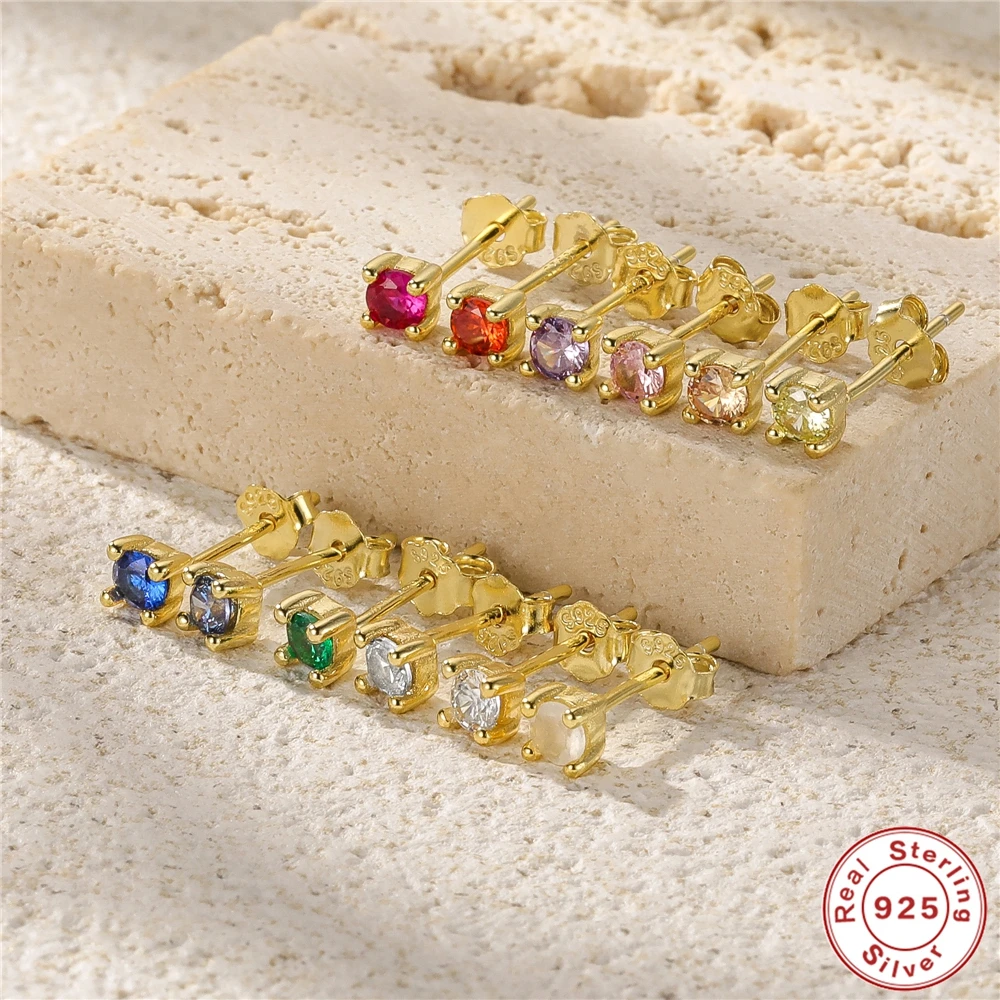 Женские серьги-гвоздики из серебра 925 пробы с фианитами