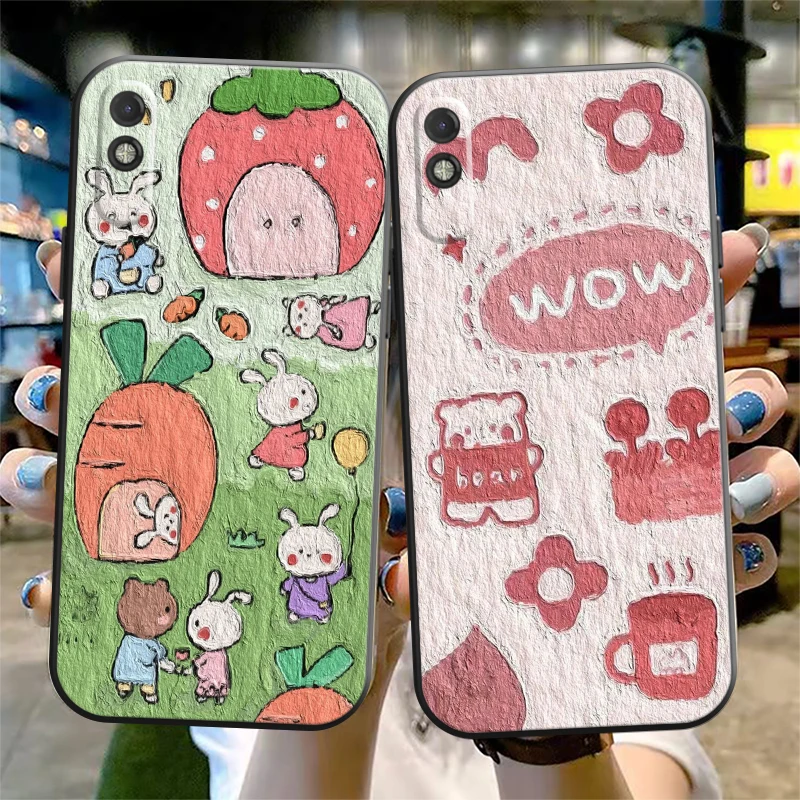 

Oil Painting Cartoon Phone Case For Xiaomi Redmi 9 9i 9AT 9T 9A 9C 10 Note 9 9T 9S 10 10 Pro 10S 10 5G Back Liquid Silicon