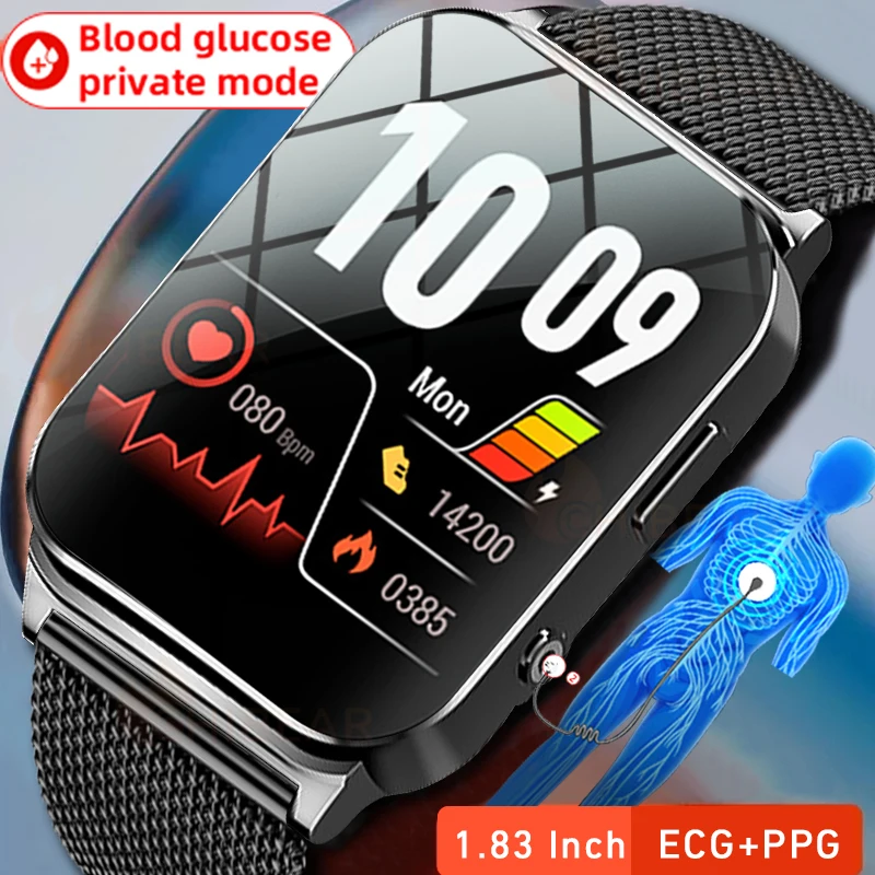 

ECG+PPG Smart Watch Men 1.83" Full Touch Screen Blood Pressure Temperature Monitoring Custom Dial Blood Sugar Smartwatch Women