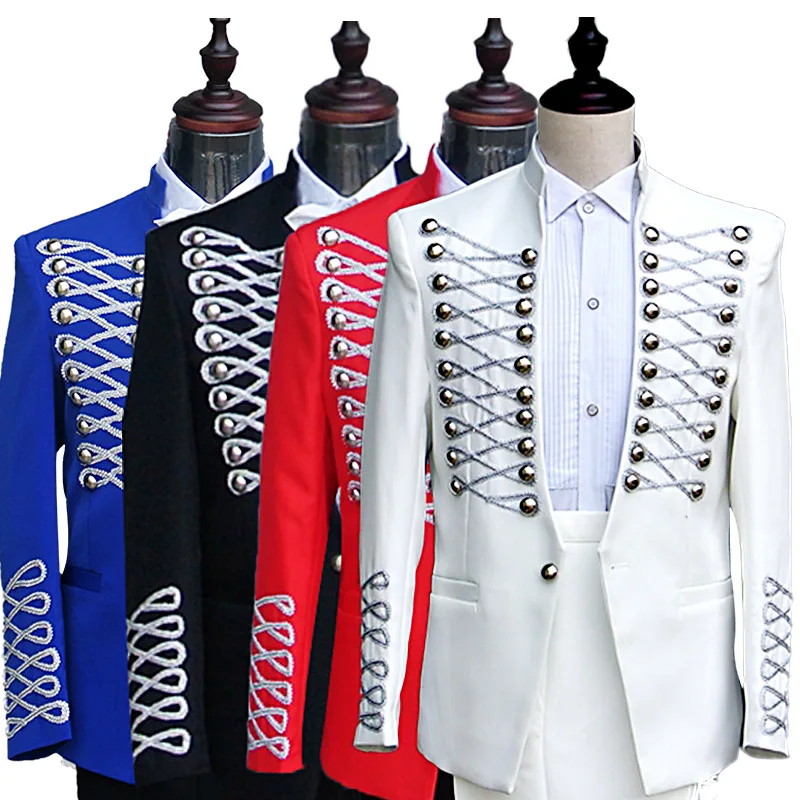 

2022 New Men's Stage Performance Suit MC Host British Style Wedding Dress Two Pieces