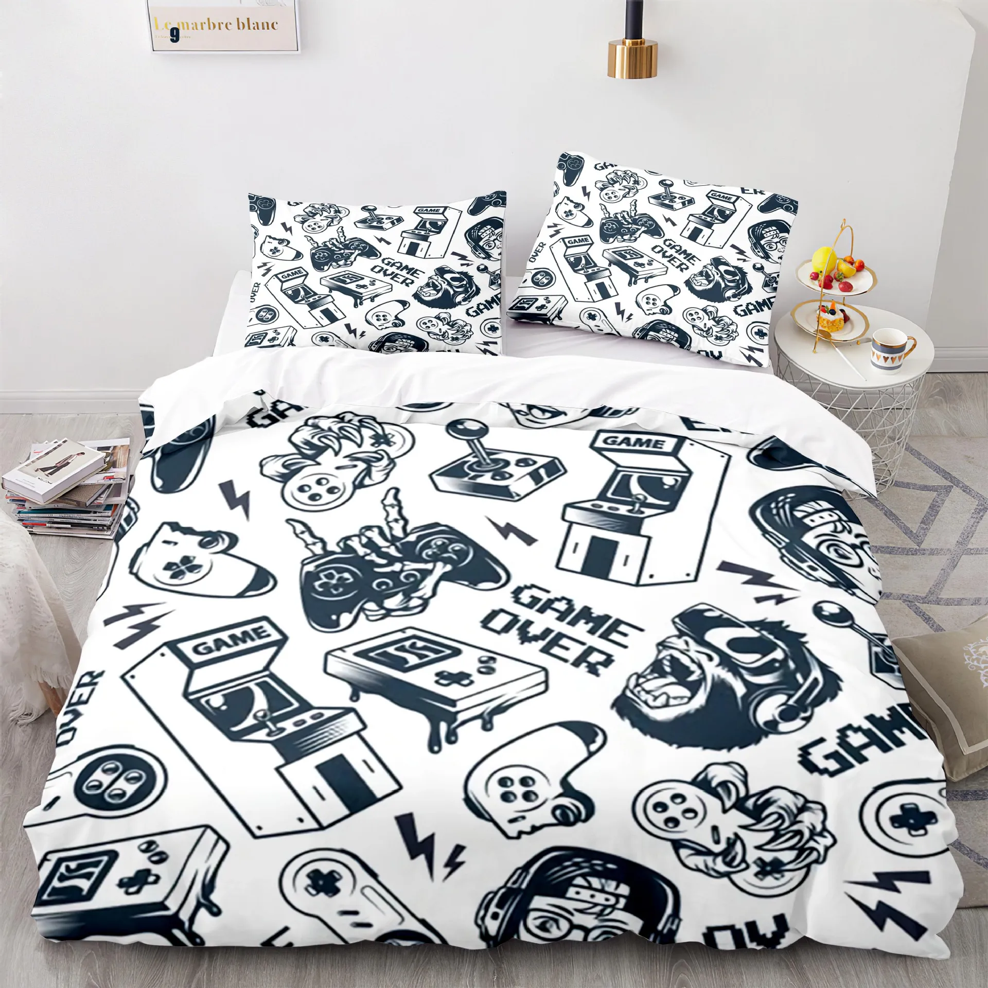 

Video Game Controller Bedding Set Colorful Cover Soft Microfiber Bedclothes with Pillowcases for Teens Kids Boys Gamepad Duvet
