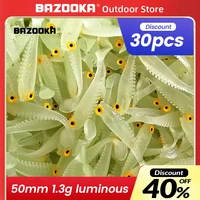 bazooka 30pcs easy shiner wobbler for pike tackle fishing lure tail jig head silicone swimbait artificial bait soft worms carp